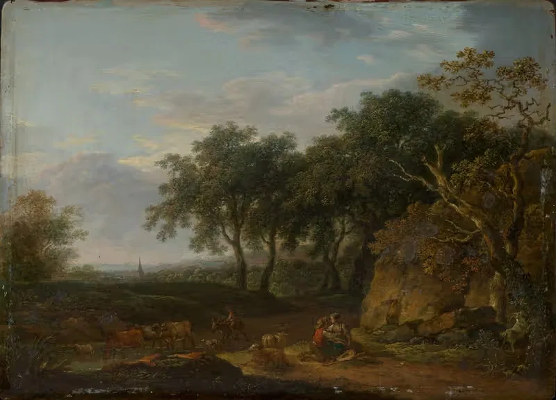 Лесной пейзаж с пастухом и стадом by Фердинанд Кобелл — digital art print download