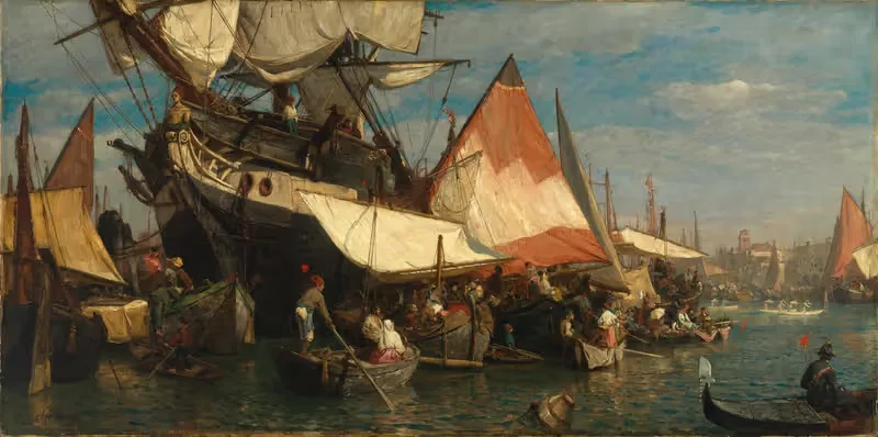 Regatta in Venedig by Gustav Schönleber, 1876 — digital art print download