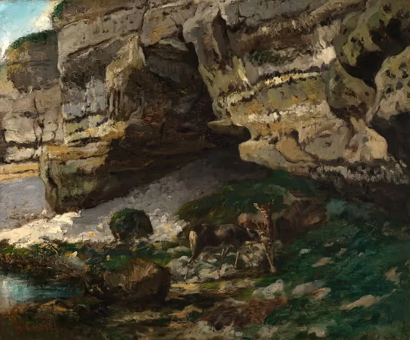 Felsige Landschaft mit Rehen — Gustave Courbet