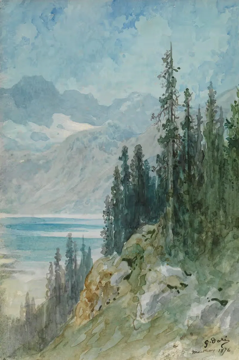 Blick über den Genfer See bei Montreux — Gustave Doré