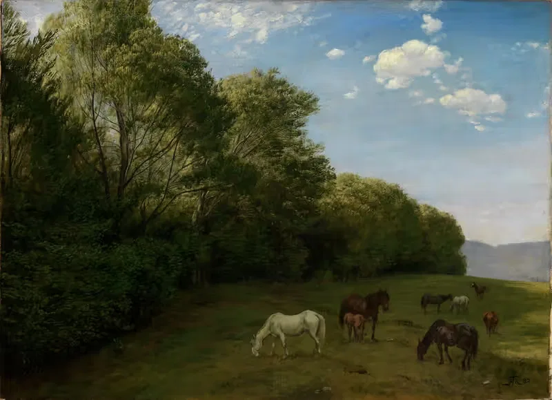 Пейзаж с пасущимися лошадями by Ханс Тома, 1882 — digital art print download