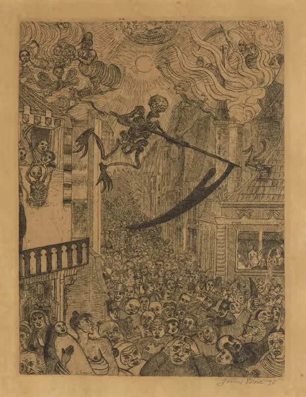 Смерть преследует людскую толпу by Джеймс Энсор, 1896 — digital art print download