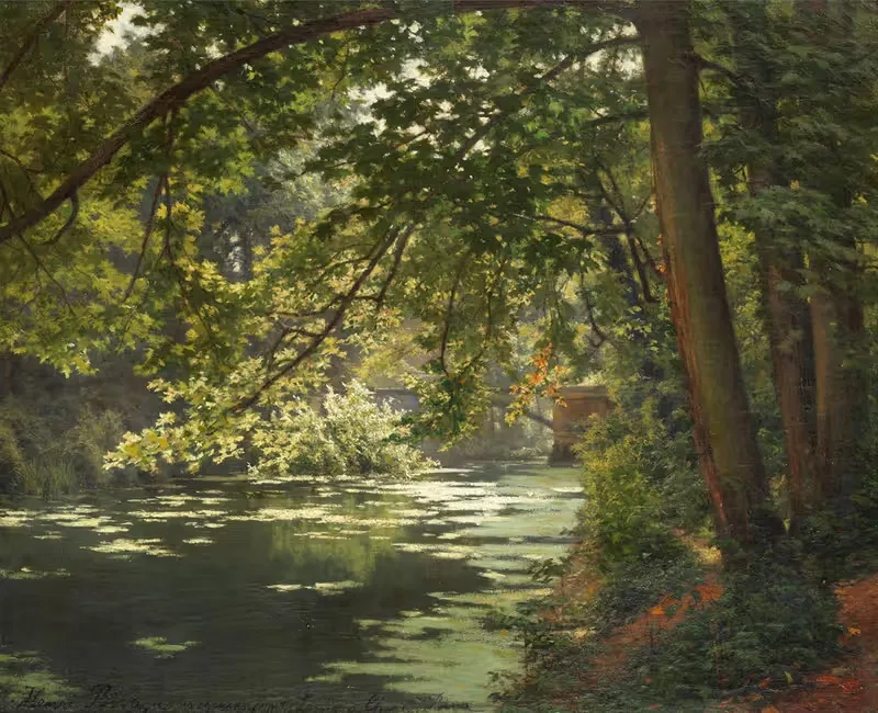 Солнечная лесная река by Анри Бива — digital art print download