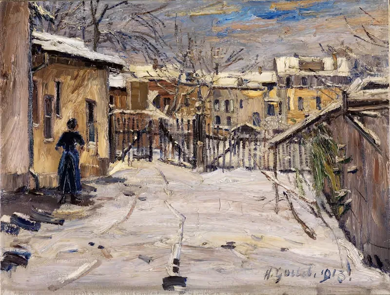 Hof im Schnee by Hermann Goebel, 1913 — digital art print download