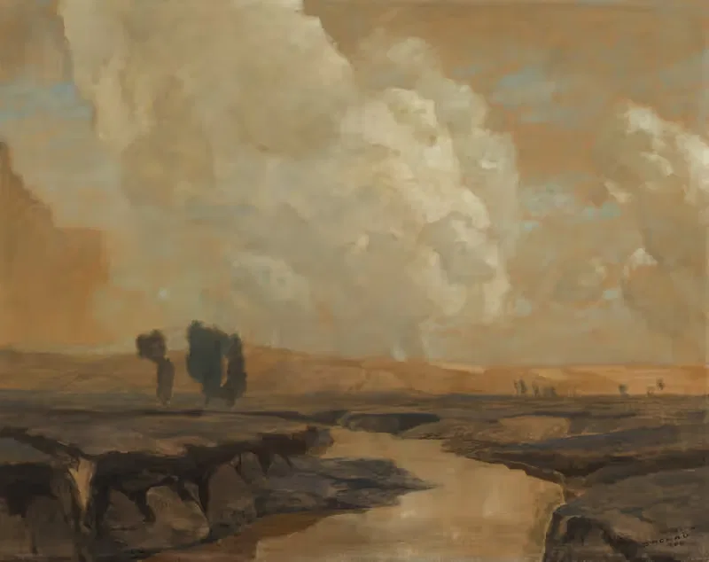 Gewitter im Moor mit Wolkenschatten — Ludwig Dill