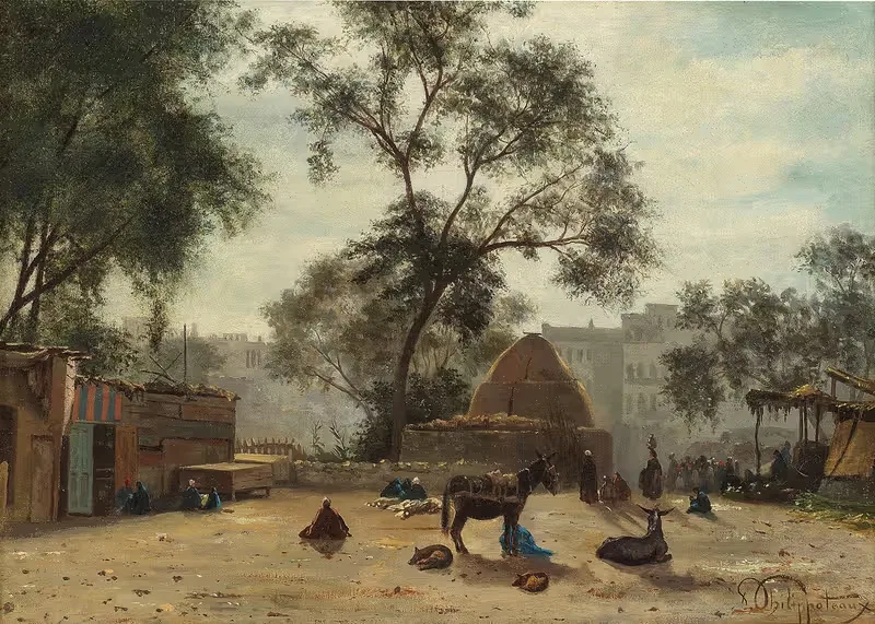 Рыночная сцена в Чубре, Каир by Поль Филиппотё, 1883 — digital art print download