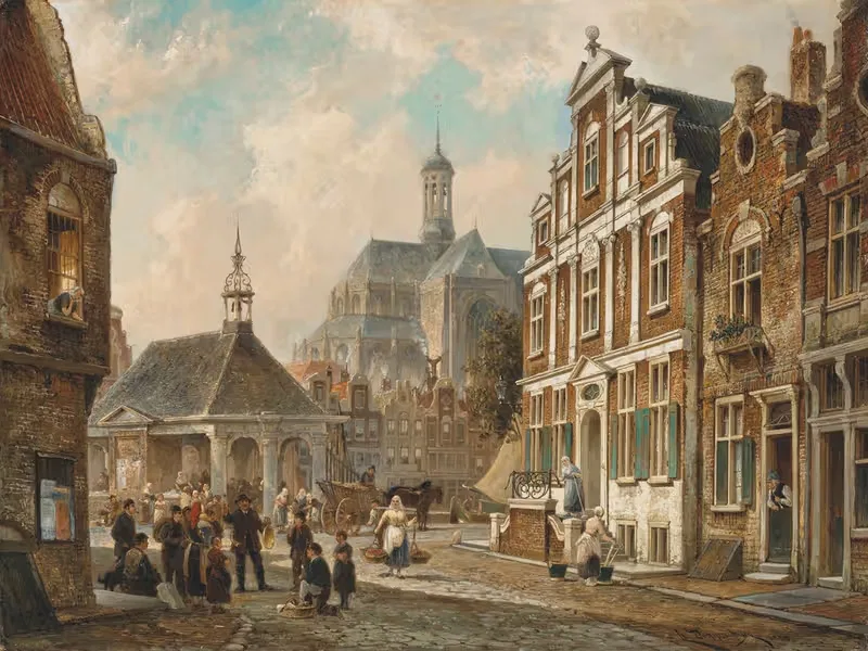 The Fish market in Groningen — Cornelis Christiaan Dommelshuizen