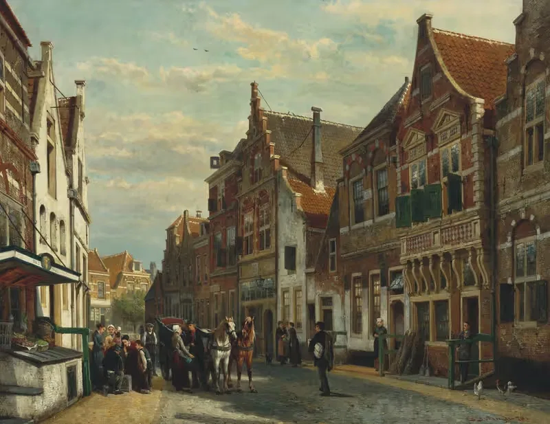 The Wijdstraat, Oudewater, in summer — Cornelis Springer
