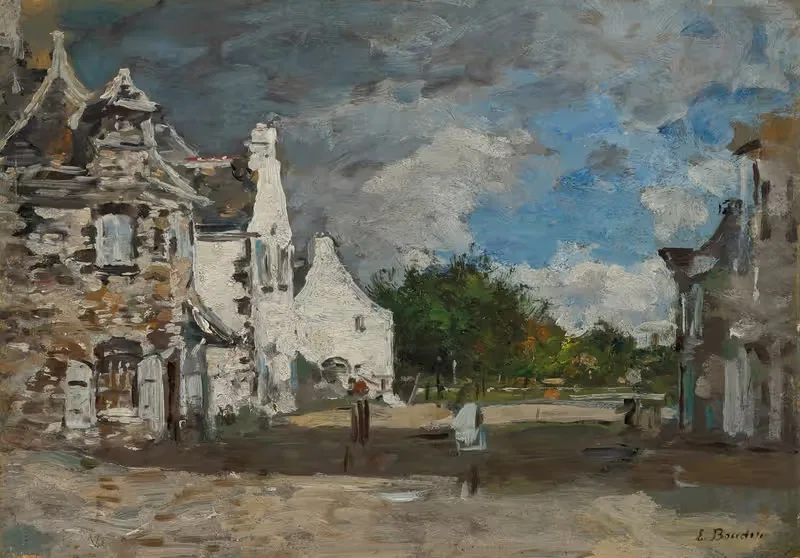 Le Faou, un coin du village — Eugène Boudin