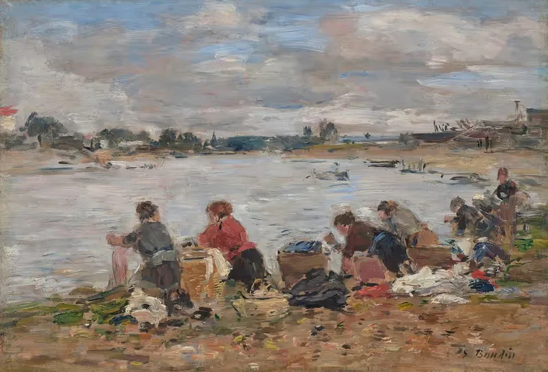 Laveuses au bord de la Touques — Eugène Boudin