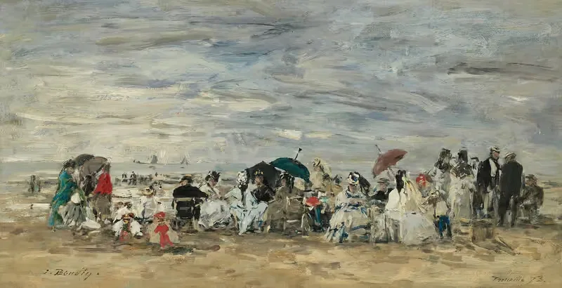Трувиль, Сцена на пляже by Южен Буден, 1873 — digital art print download