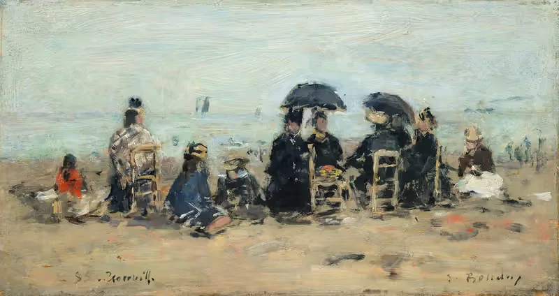 Трувиль, пляжная сцена by Южен Буден, 1885 — digital art print download