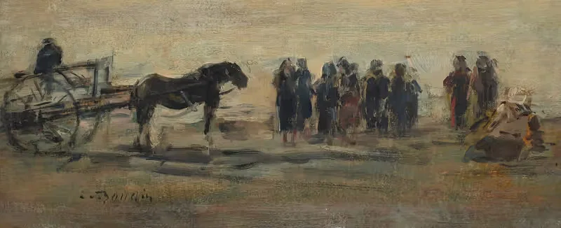 Berck, Chariot et pêcheuses sur la plage — Eugène Boudin