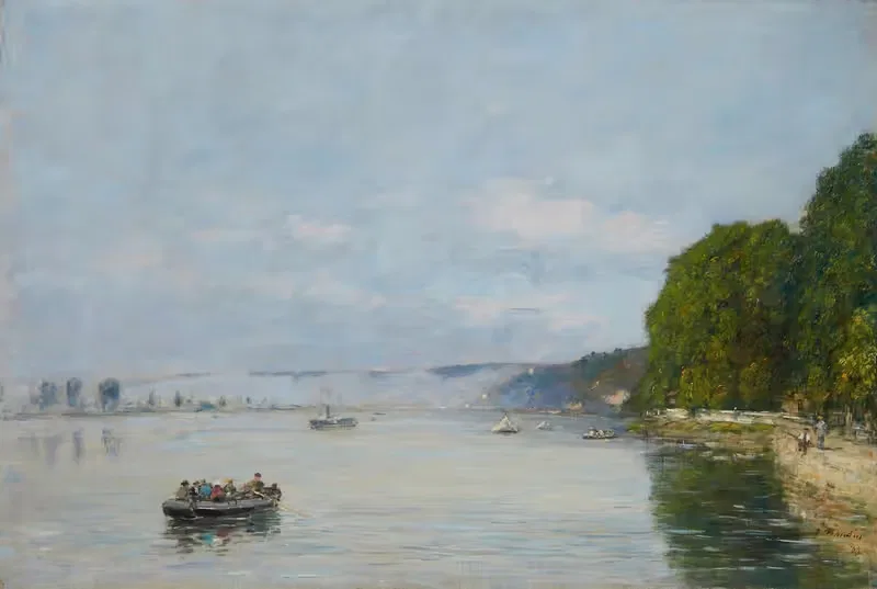 Caudebec-en-Caux, Bateaux sur la Seine — Eugène Boudin