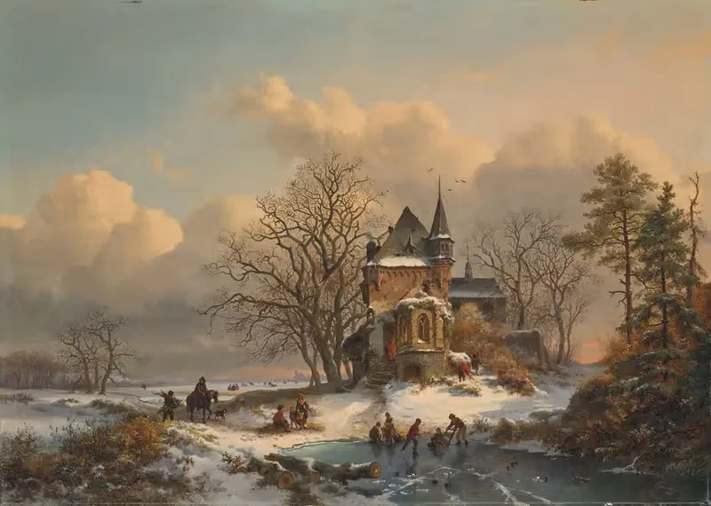 Зимний пейзаж с конькобежцами by Фредерик Мариус Крусман, 1859 — digital art print download
