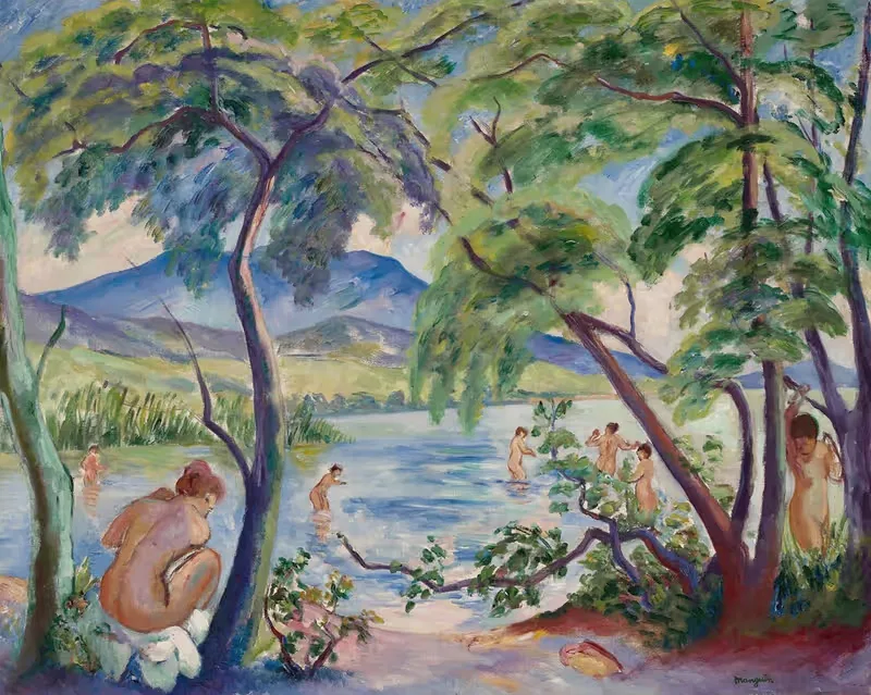 Пейзаж с купальщицами, Коломбье by Анри Мангин, 1917 — digital art print download