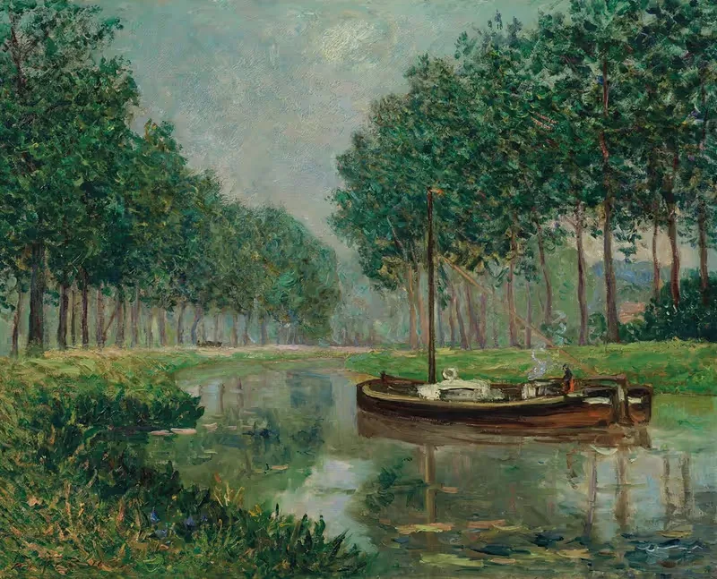 Плоскодонка на канале by Максим Мофра, 1910 — digital art print download