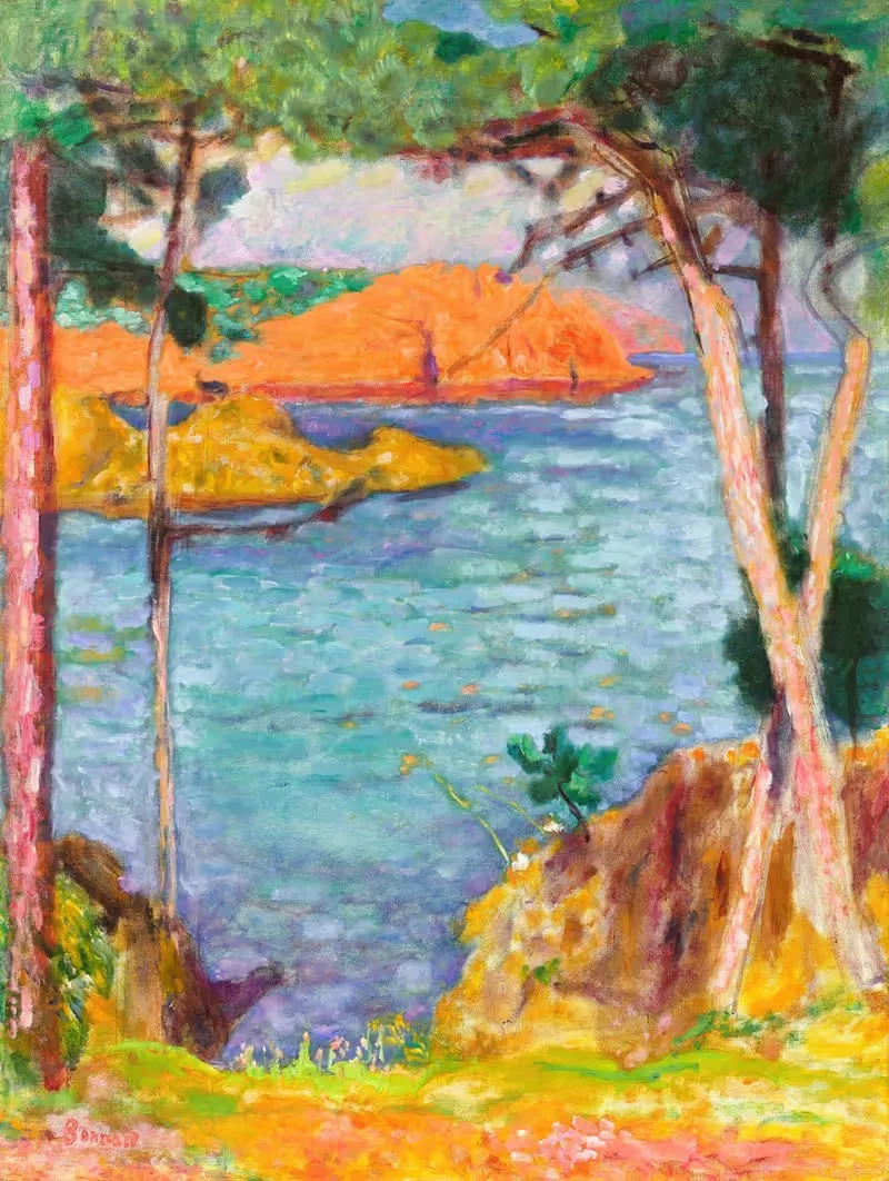 Bord de mer, pins et rochers rouges — Pierre Bonnard
