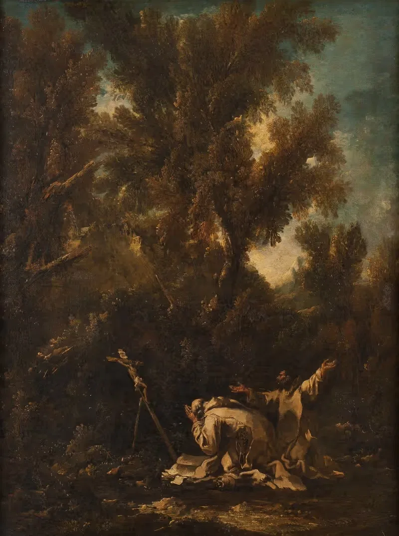 Landscape with two Repentant Monks by Alessandro Magnasco — digital art print download