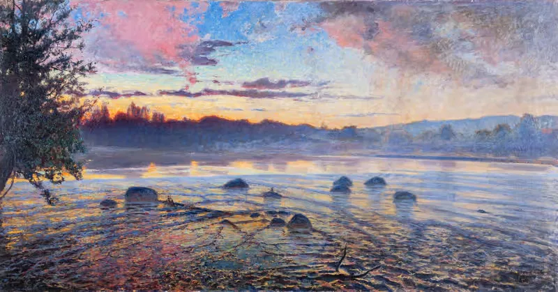Evening at Motala River by Axel Fahlcrantz, 1894 — digital art print download
