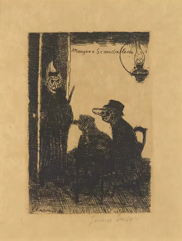 Geërgerde maskers by James Ensor, 1895 — digital art print download