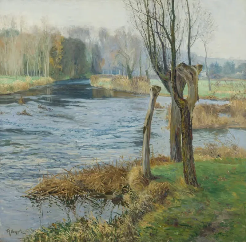 Французский пейзаж с водотоком by Гюстав Альбер — digital art print download