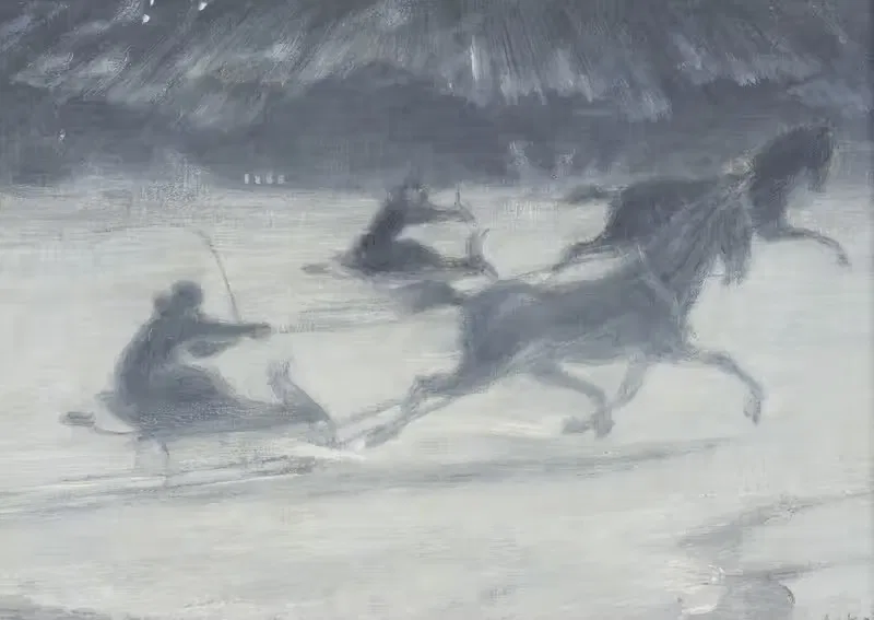 Sleighing on the Ice by Й.А.Г. Акке, 1907 — digital art print download