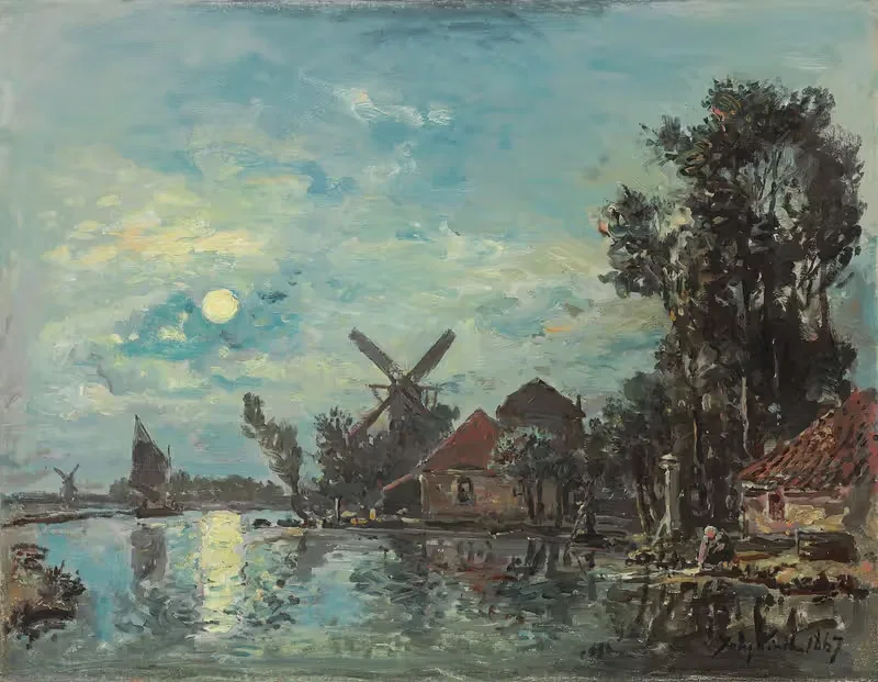 Effet de lune sur l'estuaire, Hollande — Johan Barthold Jongkind