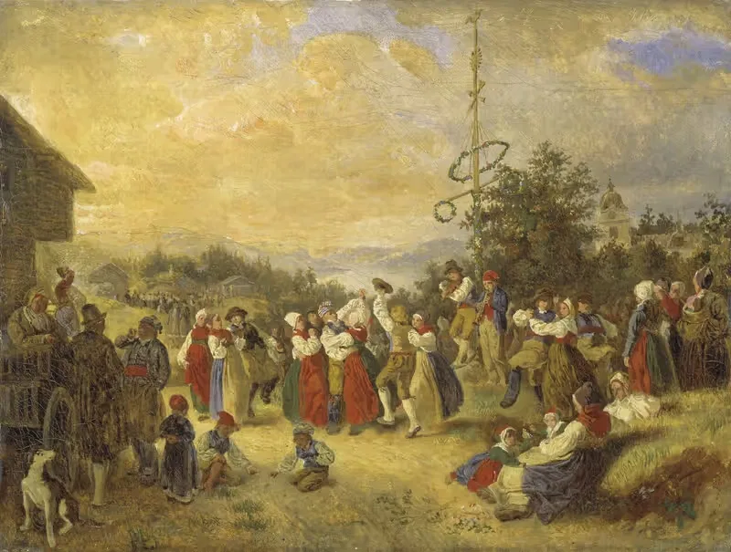 Танец на середине лета в Рэттвике by Килиан Цолль, 1852 — digital art print download