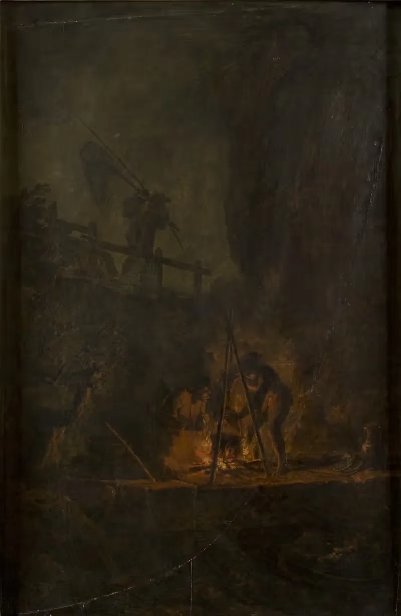 Men near a Fire in the Mountains — Pierre-Jacques Volaire