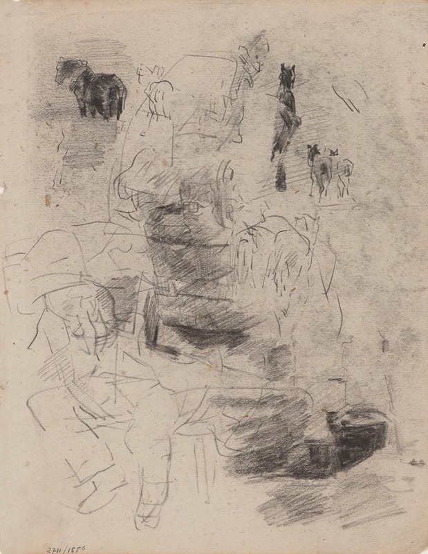 Horses and Seated Man by Джеймс Энсор — digital art print download