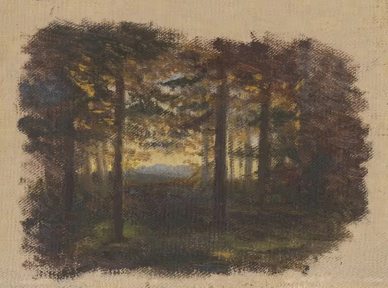 In the Woods before Sunset by Jan Nowopacký, 1860 — digital art print download