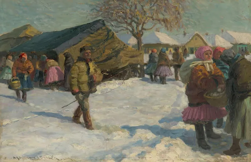 Зимой в деревне by Йозеф Теодор Муссон, 1919 — digital art print download