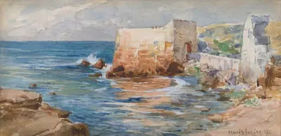 Fortress by the Sea by Felicián Moczik, 1906 — digital art print download