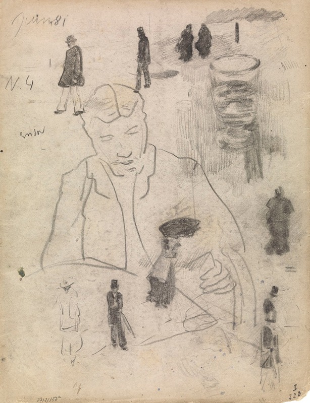 Man, Glass, Small Figures by Джеймс Энсор, 1881 — digital art print download