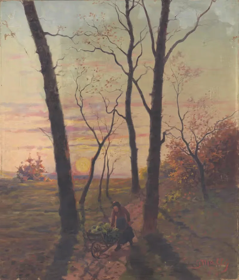Sunset in Pezinok by Gustáv Mallý, 1905 — digital art print download