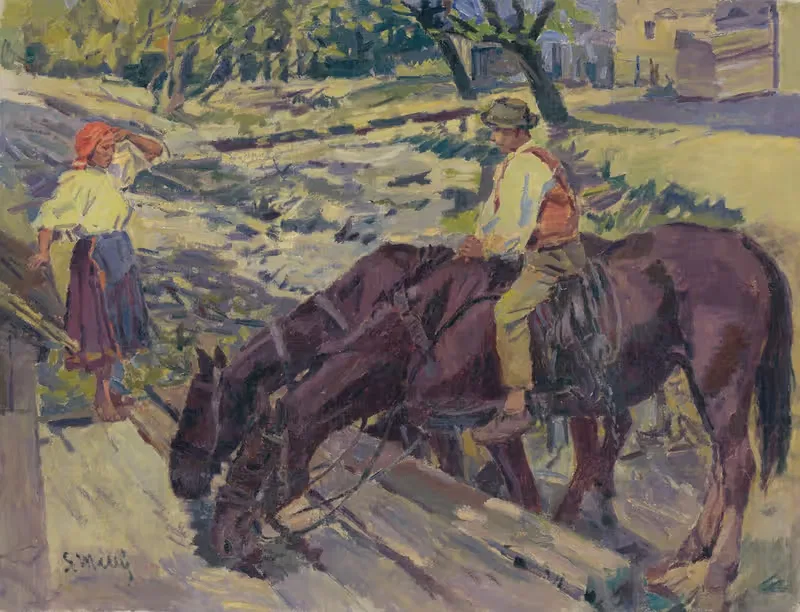 Поение лошадей by Густав Мальи, 1949 — digital art print download