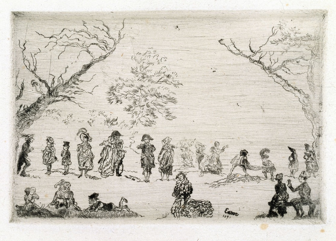 Meeting in a Park by Джеймс Энсор, 1891 — digital art print download