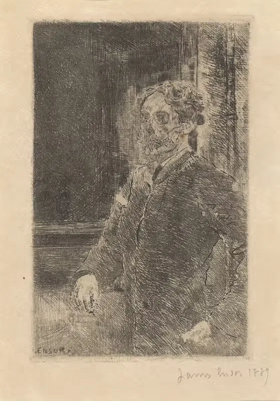 Мой портрет с черепом by Джеймс Энсор, 1889 — digital art print download