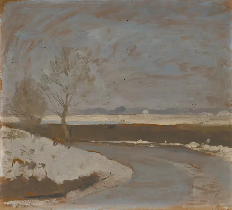 Изучение зимнего пейзажа с рекой by Карол Понграч, 1900 — digital art print download