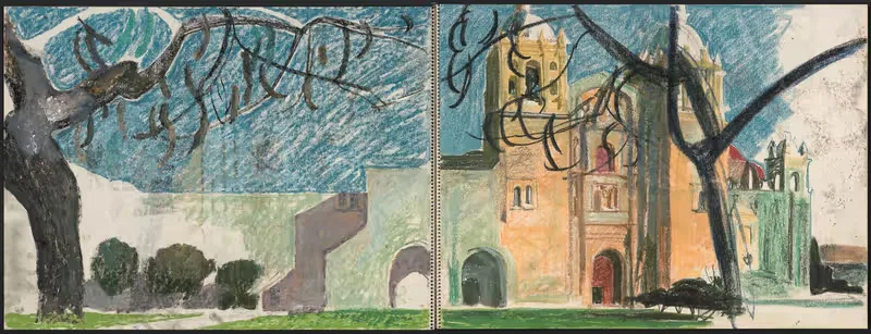 Церковь на площади, Мексика — Виктор Альфред Ланди