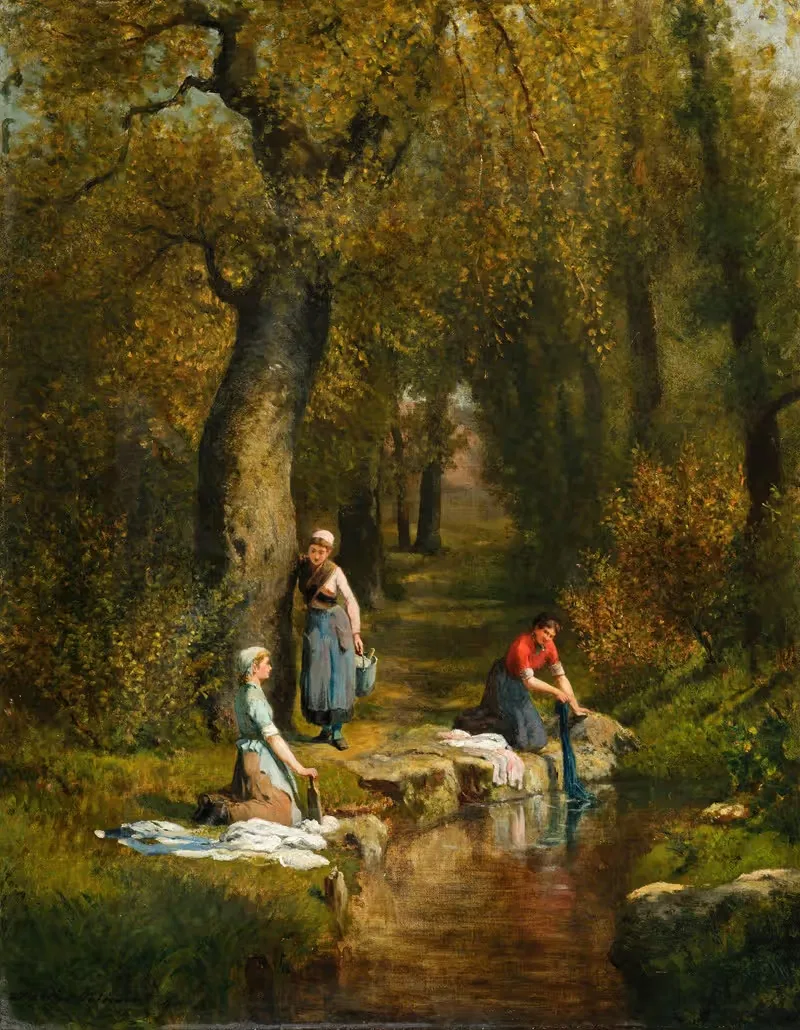Washerwomen in a Landscape — Adolphe Théodore Jules Martial Potémont