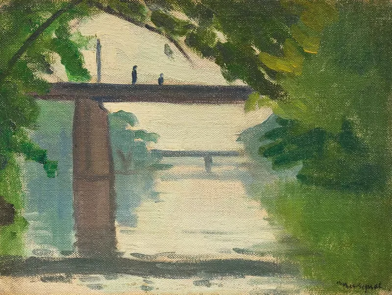 Silhouettes sur un pont de la Marne — Albert Marquet