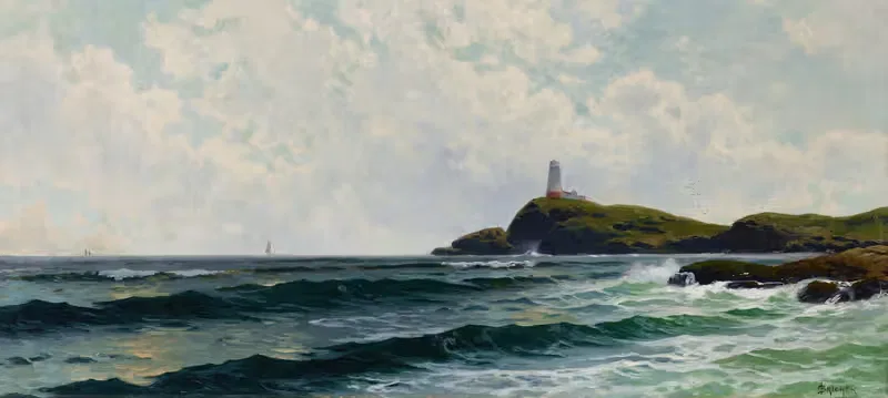 Lighthouse by the Sea by Alfred Thompson Bricher — digital art print download