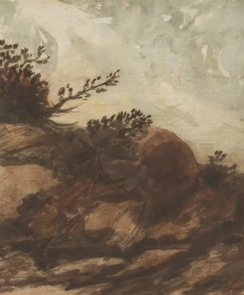 Sunset Over the Hill by Alphonse Legros — digital art print download