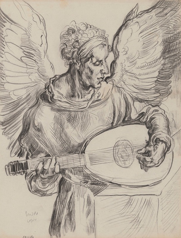 Seraph playing Lute by Джеймс Энсор — digital art print download