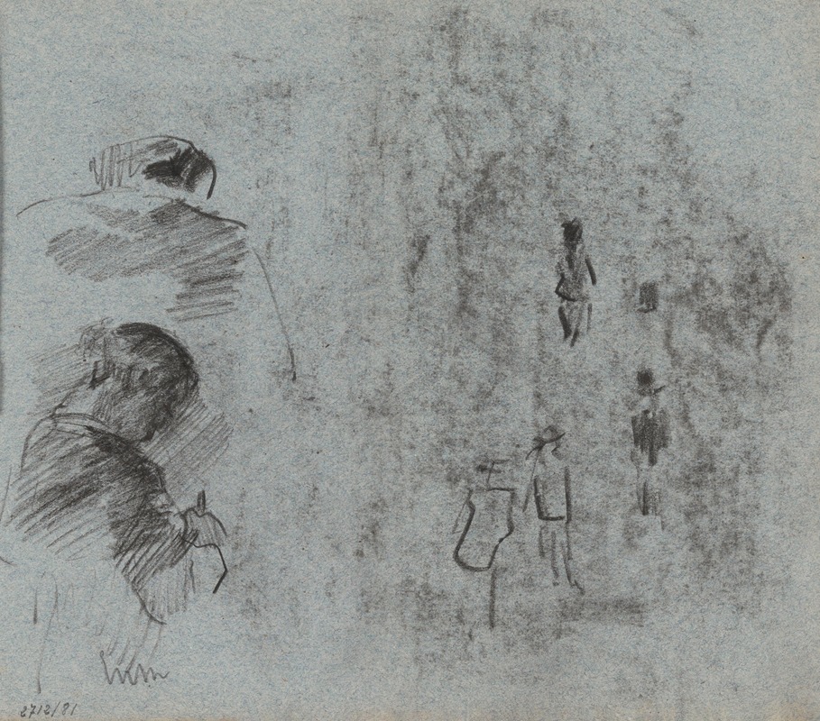 Silhouettes and two Figures Seen from the Back by Джеймс Энсор — digital art print download