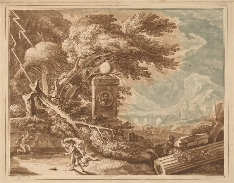 Героический бурный пейзаж by Элиша Киркал, 1724 — digital art print download