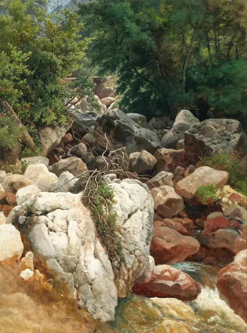 Гірський струмок з білою скелею by Эрнестина фон Кирхсберг, c. 1885 — digital art print download
