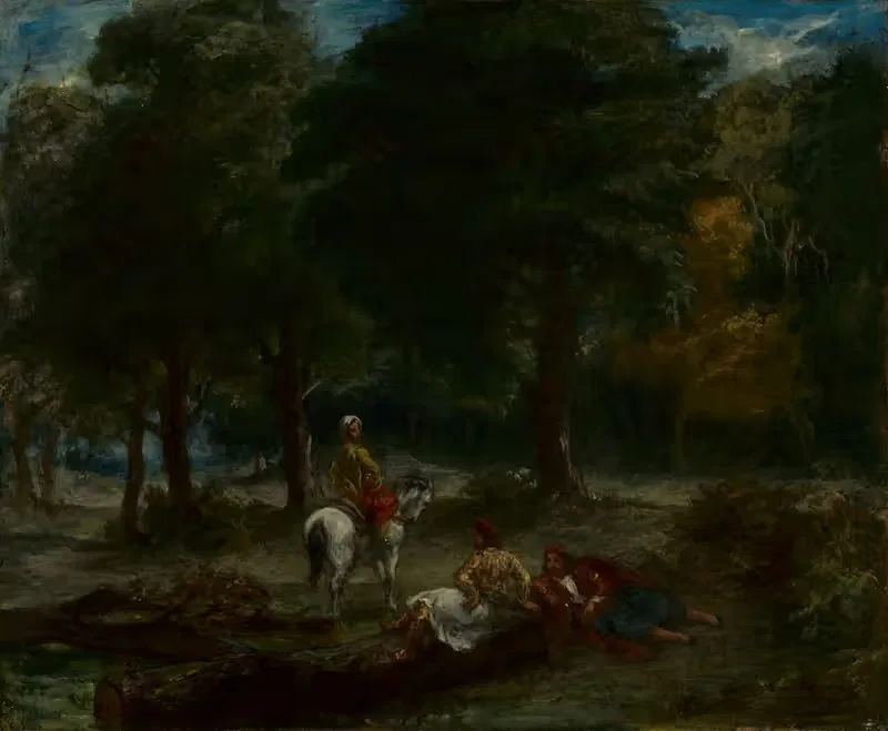 Греческие кавалеристы, отдыхающие в лесу by Эжен Делакруа, 1858 — digital art print download